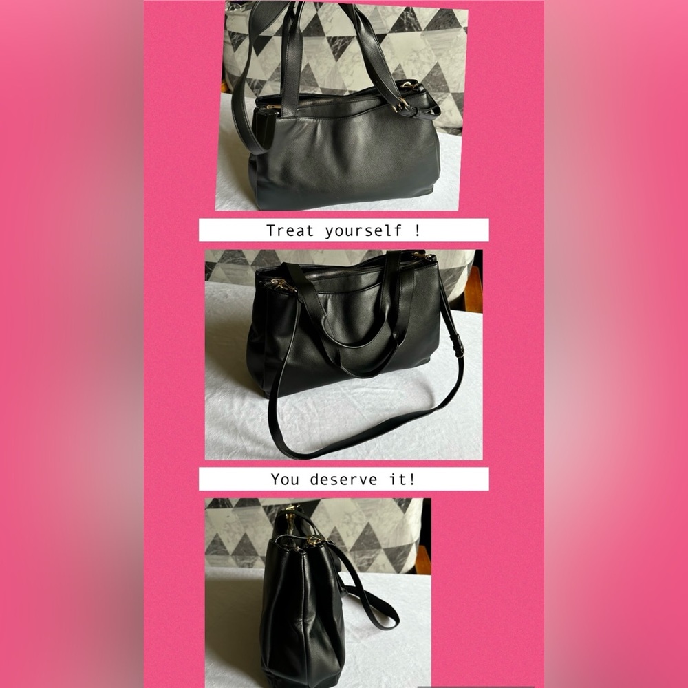 A New Day Women Shoulder Bag With Black and Gold Hardware straps
